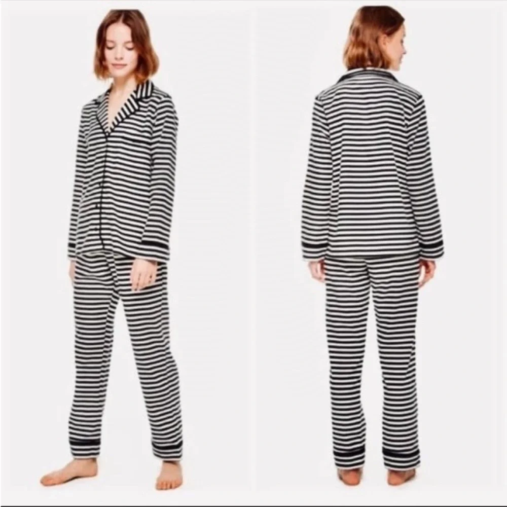Kate Spade dream a little dream pajama set black white stripe Sz M